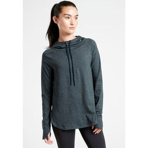 Athleta Women Small Uptempo Hoodie Sweatshirt Drawstring Gray